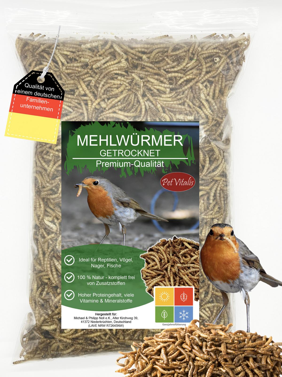 Getrocknete Mehlwürmer Einzelfuttermittel für Heimtiere